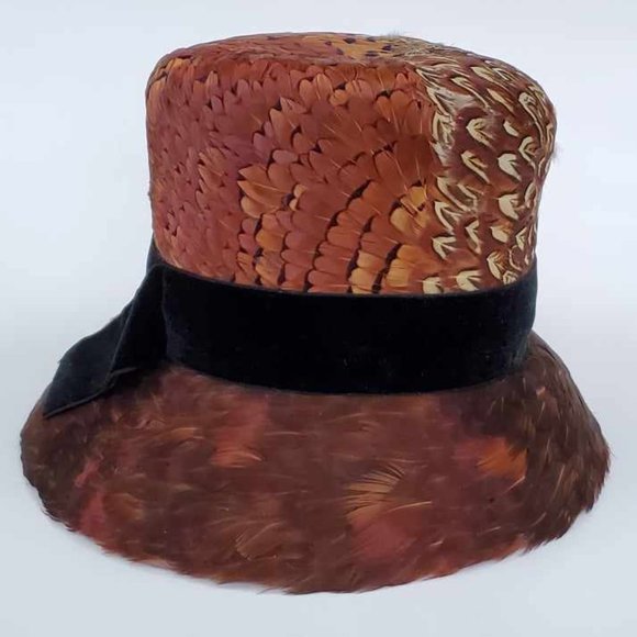 Vintage Henry Pollak MELOSOIE Wool Pheasant Cloche Bucket Gatspy Women's Hat - Picture 3 of 8